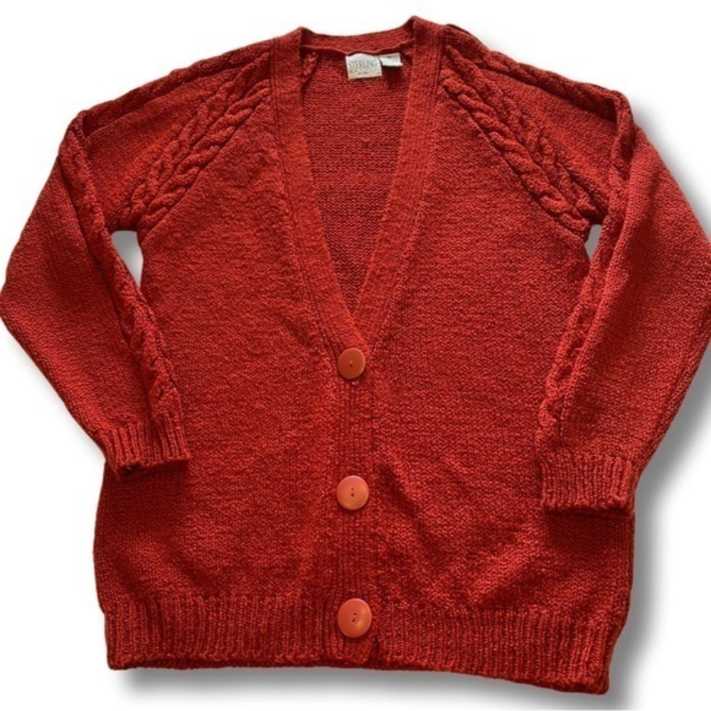Vintage‎ 90’s Cardigan Sweater Deep Rusty Red M